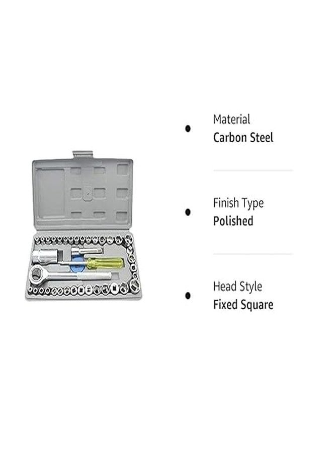 YUGANSHU 40 in 1 Screwdriver & Socket Tool Kit | Hex Wrench Ratchet Handle Set | Carbon Steel Repair Tools for Car Bike Motorcycle Household Maintenance Portable Toolbox - Image 2